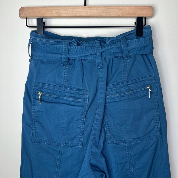 Anthropologie Ellie Embroidered High-Waisted Paperbag Utility Pants Teal Size 0 - Picture 7 of 11